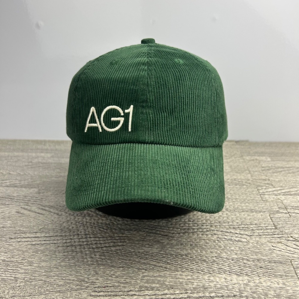 AG1‎ Corduroy Hat Cap Strap Back Adjustable Green Embroidered Logo Adult